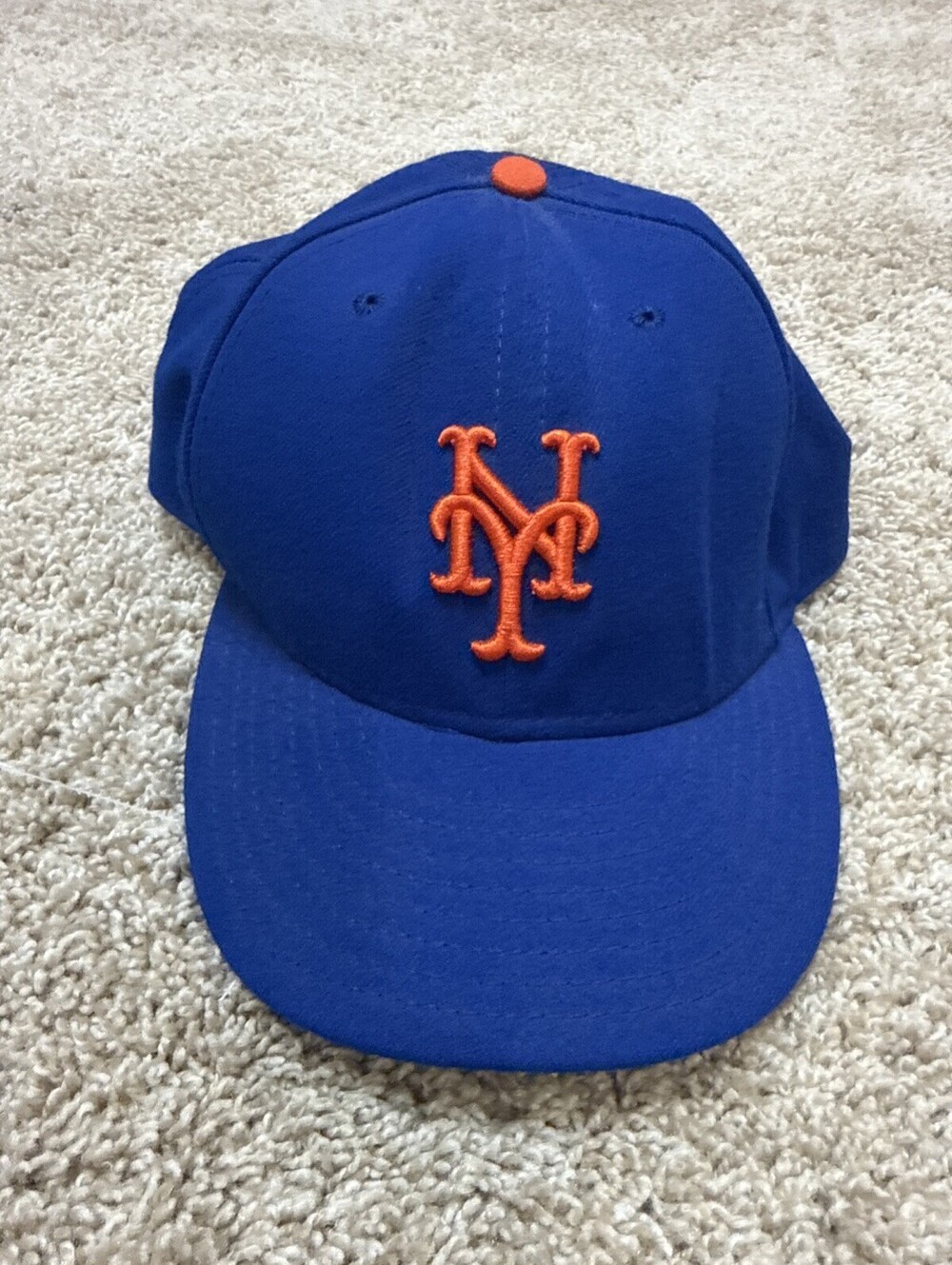 New York Mets Hat Cap Orange Blue 7 5/8 New Era 59 Fifty MLB Baseball On Field